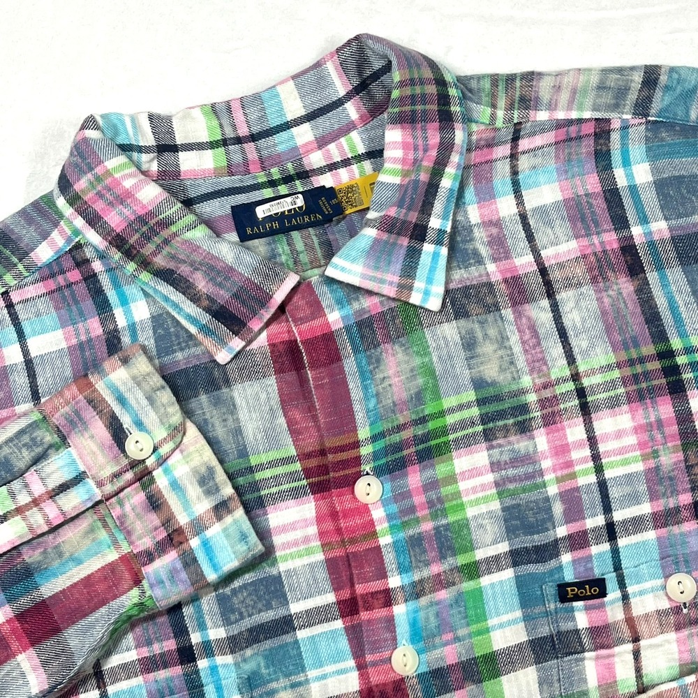 Polo Ralph Lauren Button Down Mens XLT Multi Plaid Long Sleeve Cotton Shirt